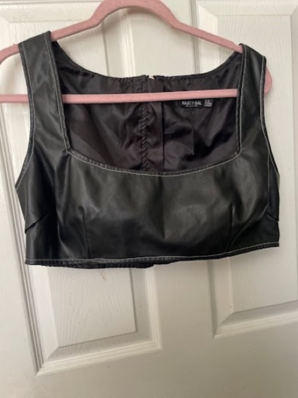 Nasty Gal Black Faux Leather Crop Top